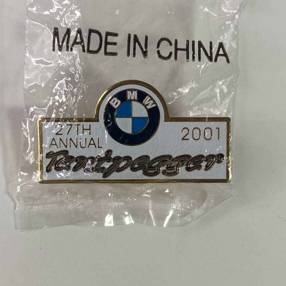BMW 27th Annual Tentpegger 2001 Enamel Lapel Pin Car Club Memorabilia White Gold